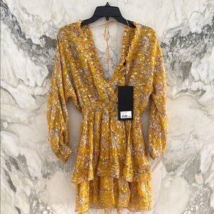 NWT The Kooples Floral Yellow Dress mini